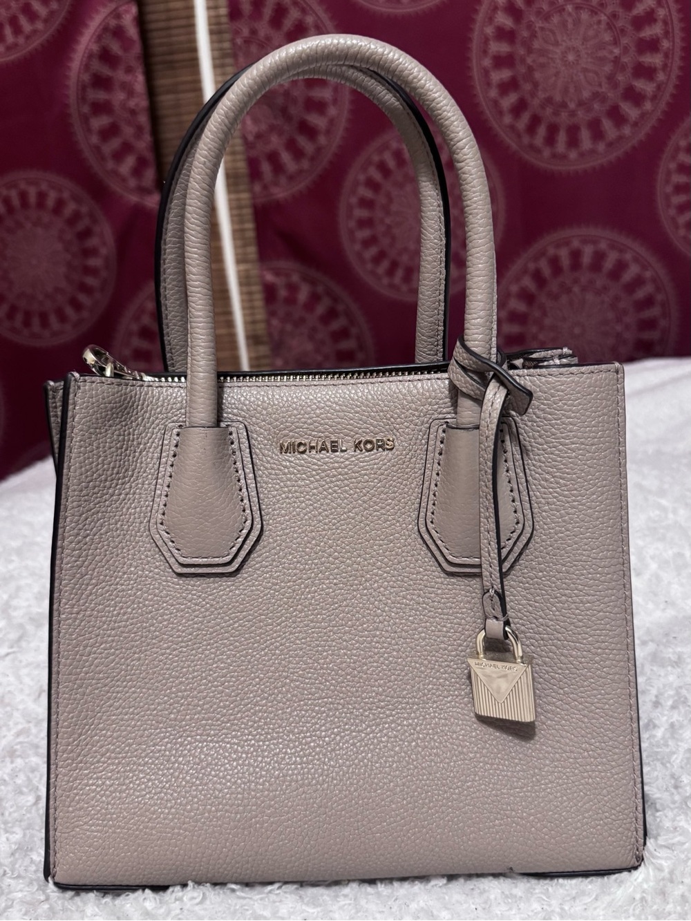 Michael Kors Pebbled Leather Satchel - Taupe Gray